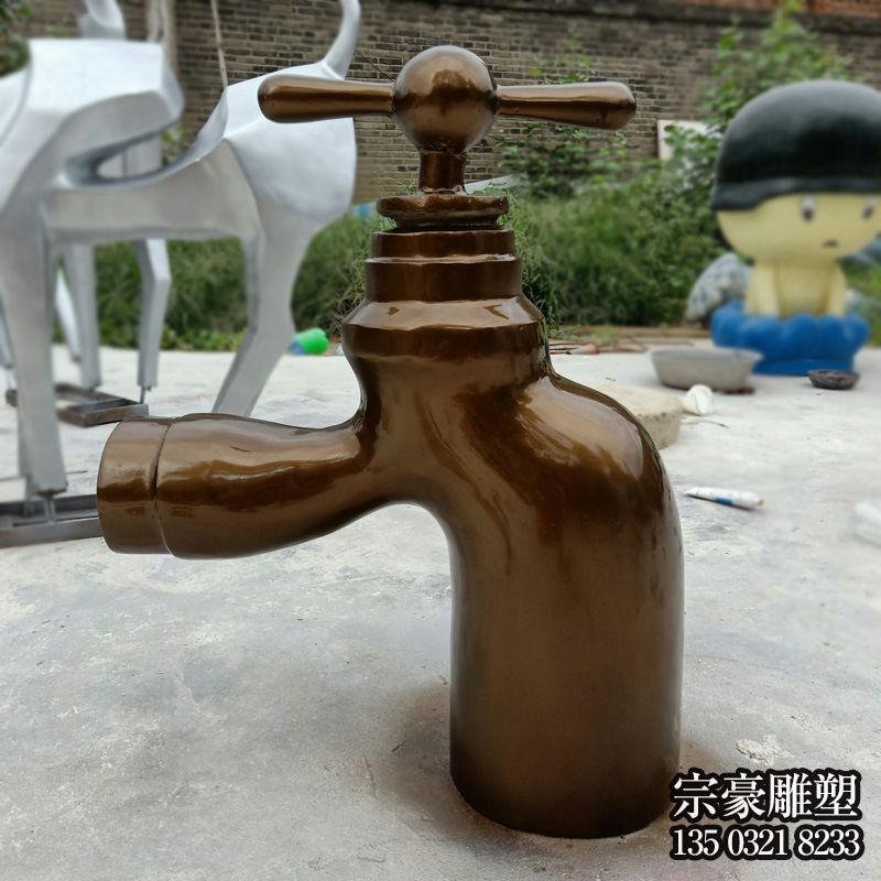 玻璃鋼仿銅懸空流水水龍頭雕塑擺件廣場噴泉園林噴泉水龍頭雕塑_889