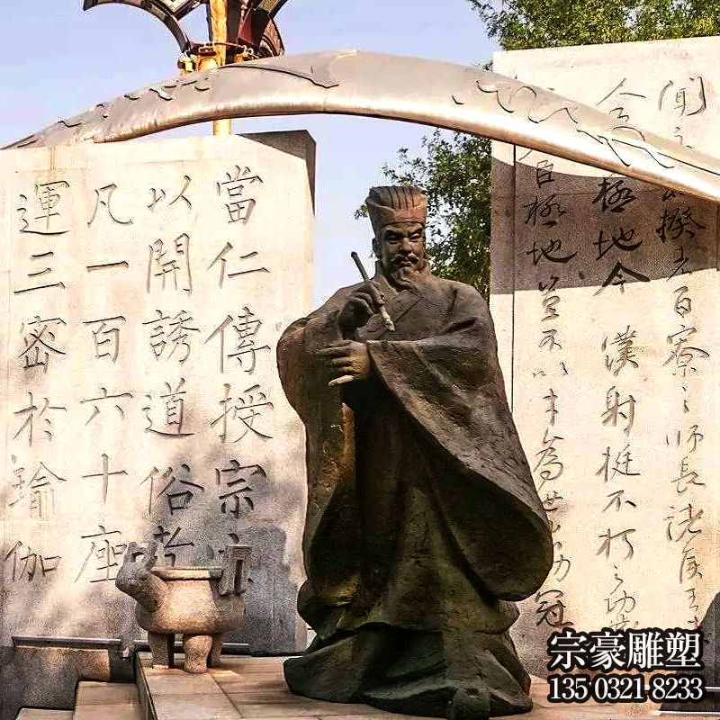 廣場擺放中國古代著名書法家柳公權(quán)玻璃鋼仿銅雕塑像